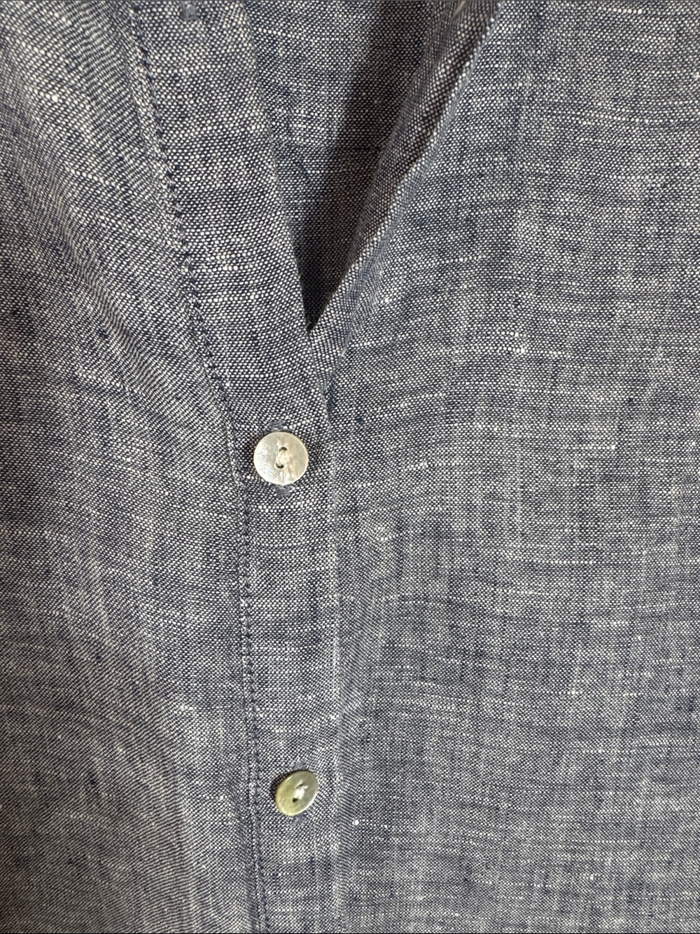 Tahari 100% Linen Blue Gray Tunic Shirt 1X Long Button Front Lagenlook - Picture 5 of 11